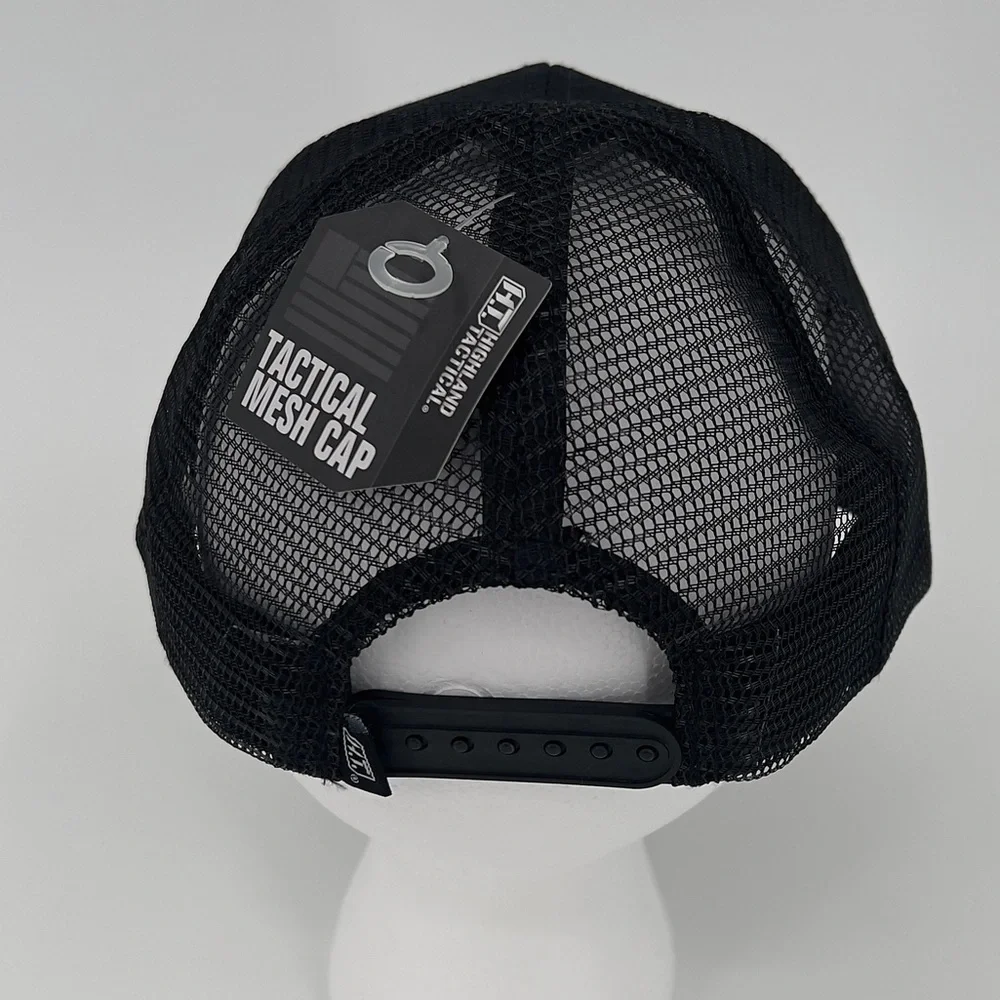 NWT Highland Tactical USA American Flag Black Trucker Mesh Adjustable Cap Hat - Picture 3 of 8